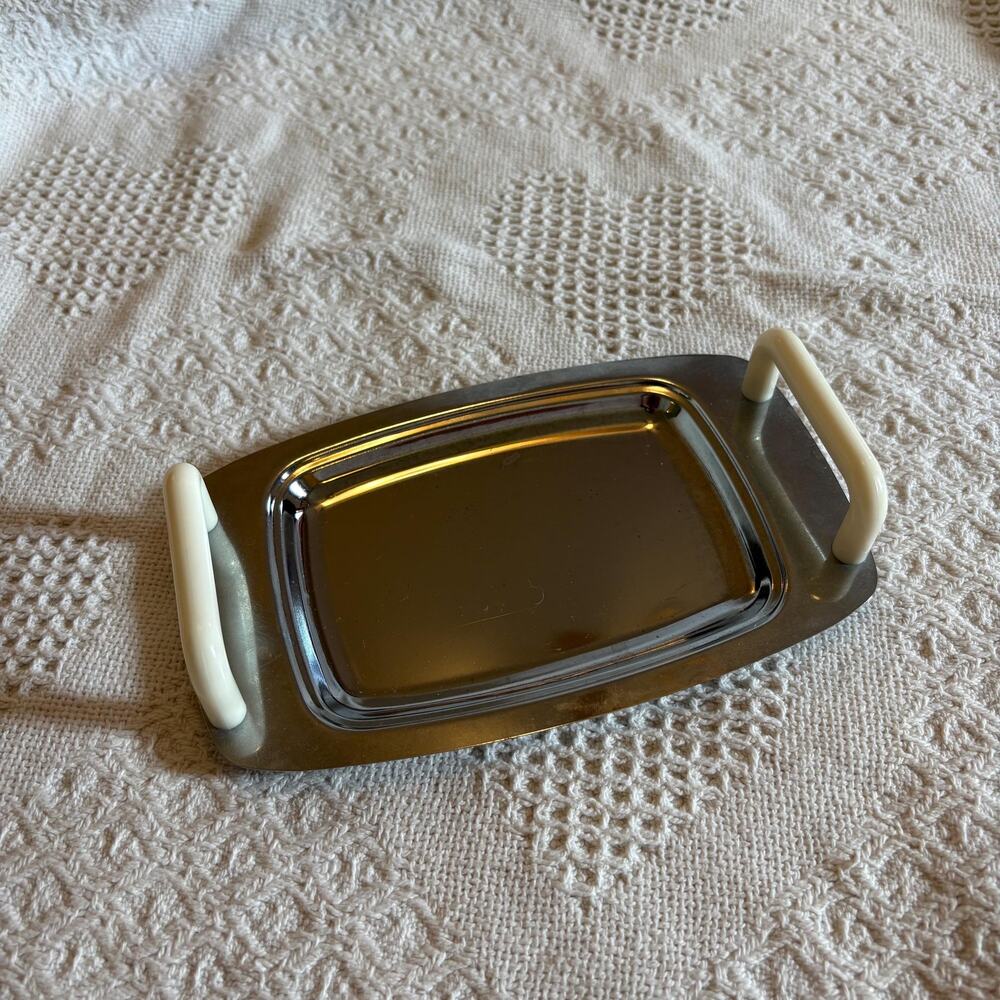 Small metal decorative tray with handles